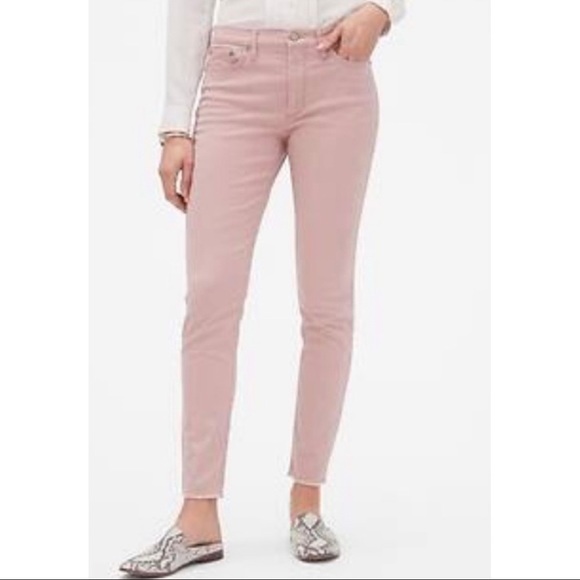 Banana Republic Pink Frayed Hem Skinny Fit Mid Rise Jeans 28/6